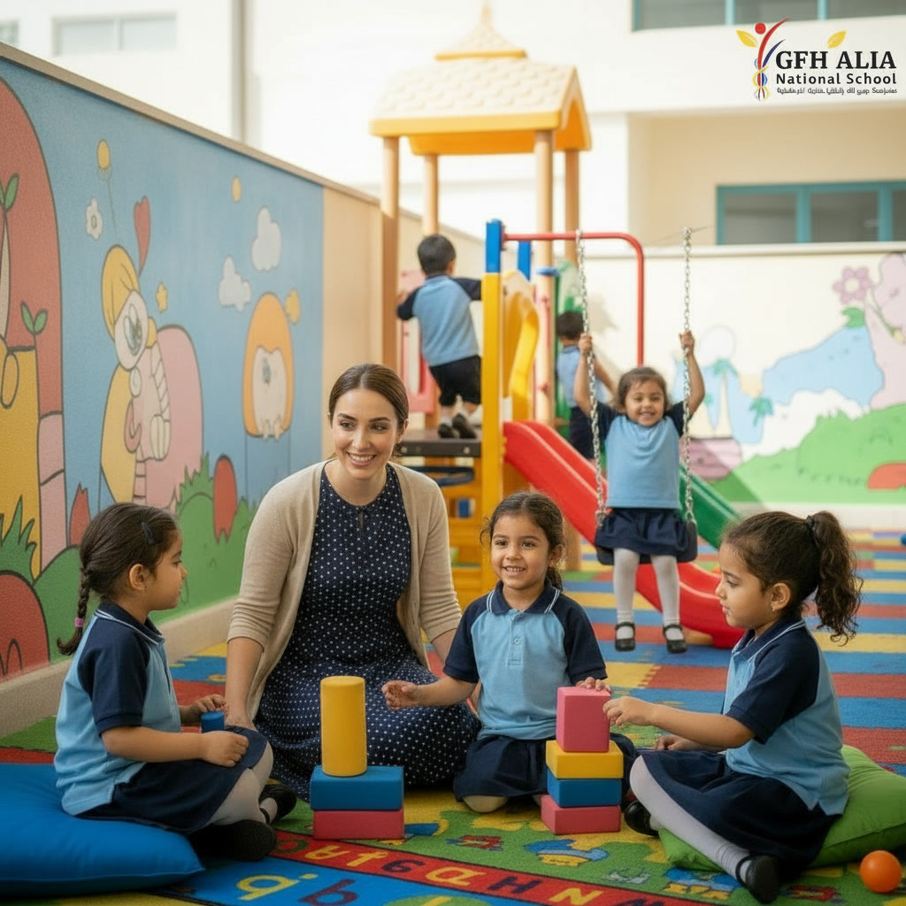Early Years children playing outdoors at GFH Alia National School